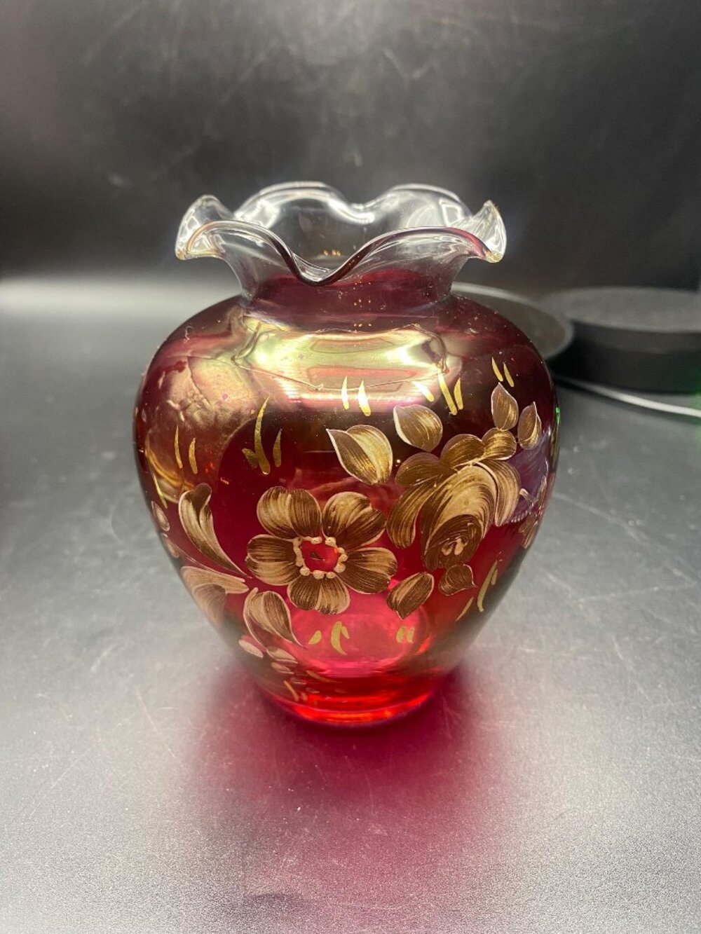 Rainbow Glass Handpainted Vase